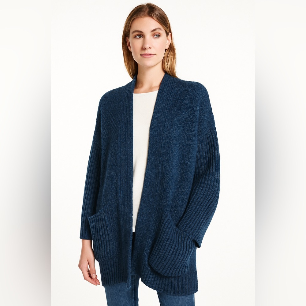 DEX | Deep Blue Navy Open Front Cardigan Knit Sweater